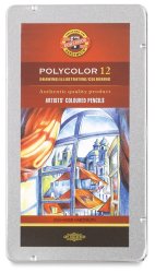 Caja metálica con 12 lápices de color Polycolor.