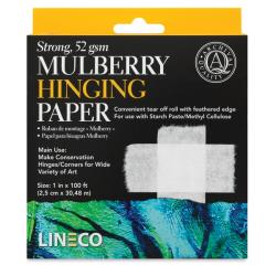 Lineco: Papel para bisagras Mulberry de ph neutro (2,5 x 30,5 cm)
