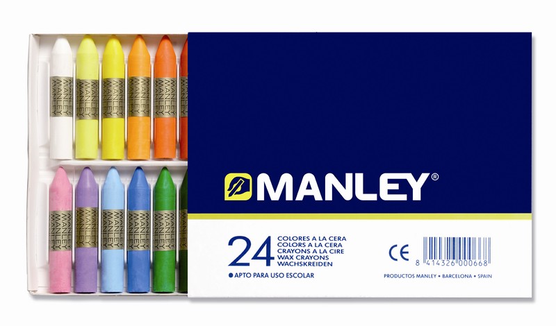 MANLEY Ceras Manley Caja 6 ud Colores surtidos MNC00022, (1 u.) - Maosa  Oficinas, S.L.
