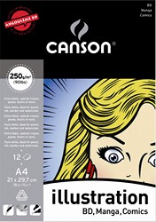 Bloc para cómic/manga Canson de 12 hojas DIN A3, encolado por un lado
