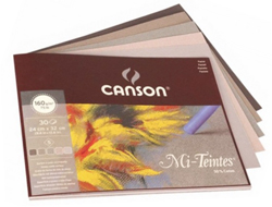 Bloc Canson Mi-Teintes encolado por un lado de 24x32 cm, con 20 hojas surtidas tonos grises