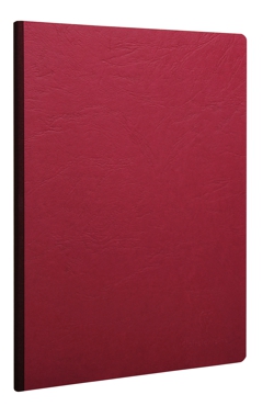 Bloc de dibujo Clairefontaine encolado por un lado con lomo de tela, de 96 hojas tamaño A4 y 90 g/m2. Cubierta efecto piel color rojo