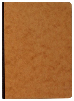 Bloc de dibujo Clairefontaine encolado por un lado con lomo de tela, de 96 hojas tamaño A5 y 90 g/m2. Cubierta efecto piel color marrón