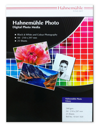 Caja de 25 hojas DIN A3+ Hahnemühle Photo Glossy, 260 g/m2
