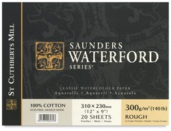 Bloc de acuarela 20 hojas Saunders Waterford de 31 x 23 cm, 300 gr/m2, grano satinado