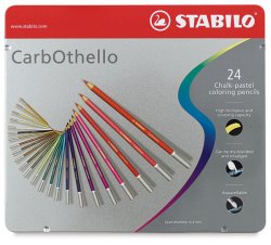 Caja metálica con 24 lápices pastel de color Carbothello.