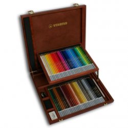 Caja de madera con 60 colores pastel de color Carbothello.