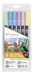 Estuche de 6 rotuladores Tombow ABT Dual Brush, colores pastel