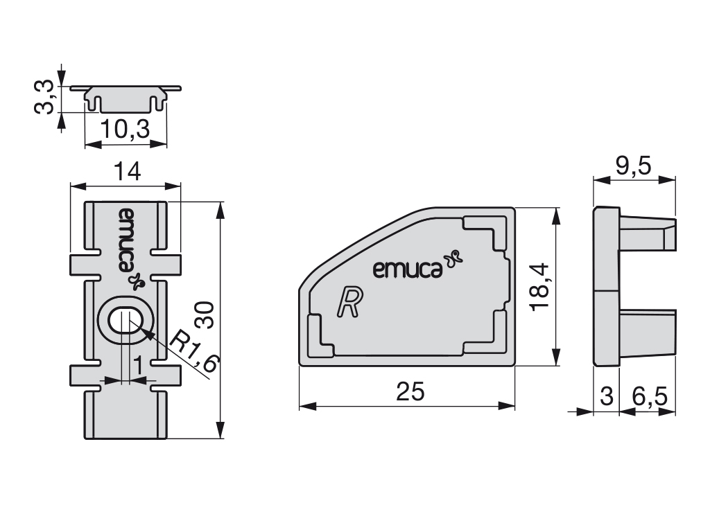 Kit perfil aluminio LED inclinado+difusor+tapas - Ítem4