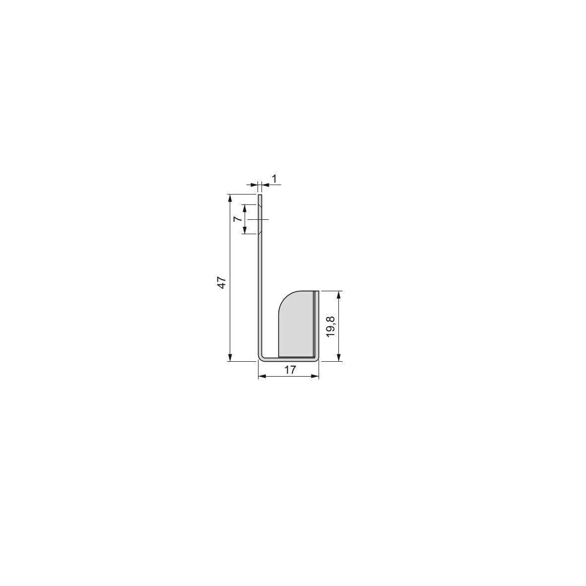 Perfil Gola para horno 580 mm Anodizado Mate - Ítem1