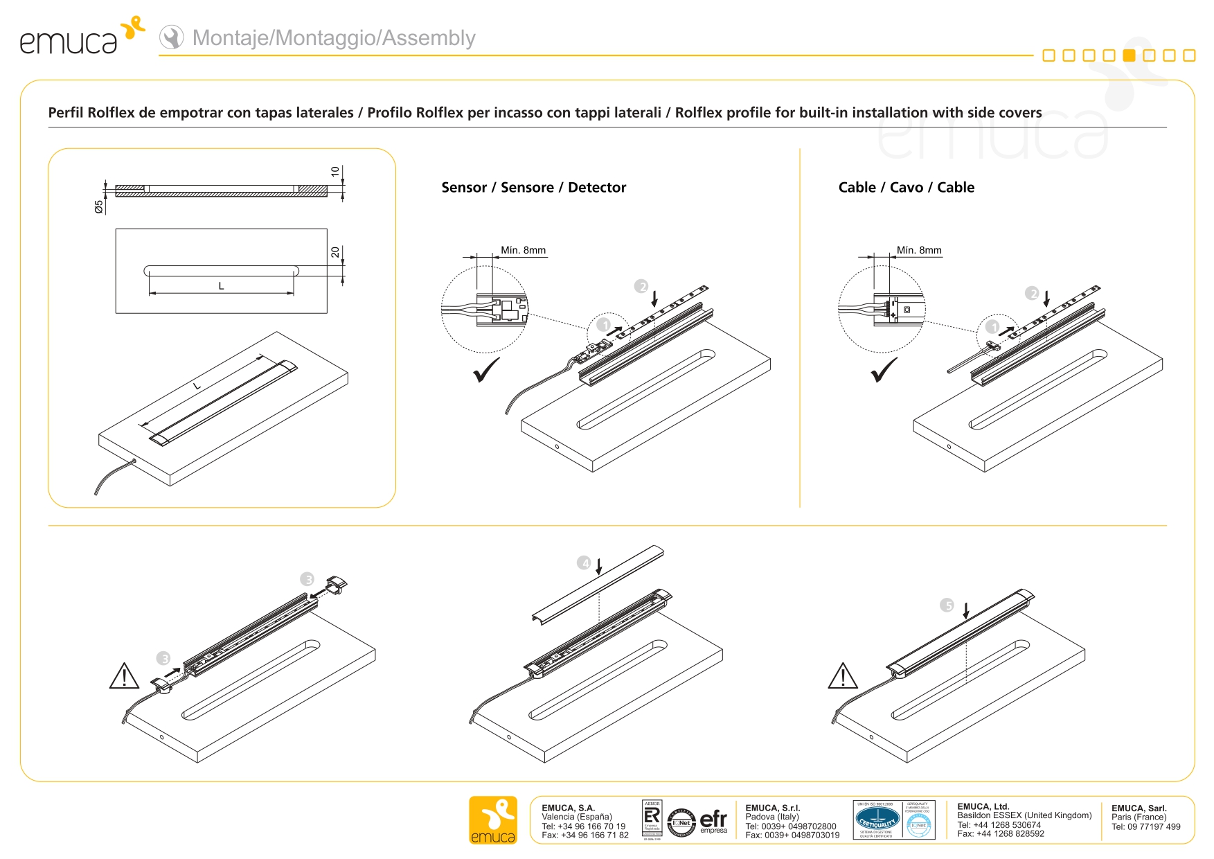 Kit perfil aluminio LED empotrar+difusor+tapas - Ítem5