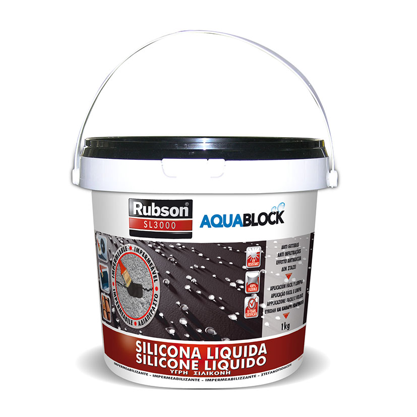 SILICONA LÍQUIDA AQUABLOCK 1 KG.NEGRA