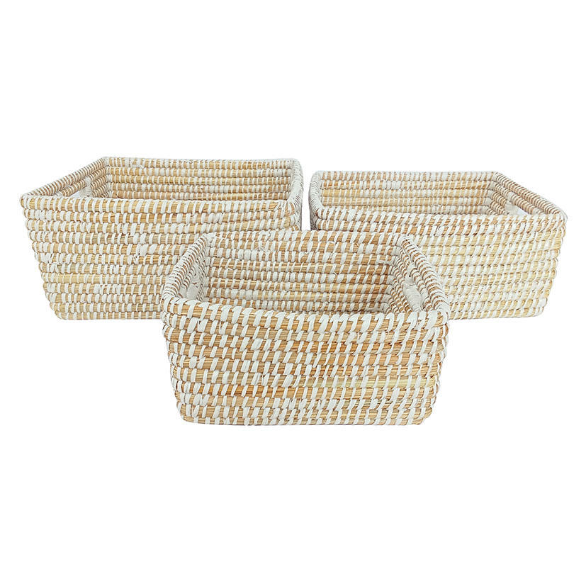 CESTA RECTANGULAR SEAGRASS 3 UNIDADES