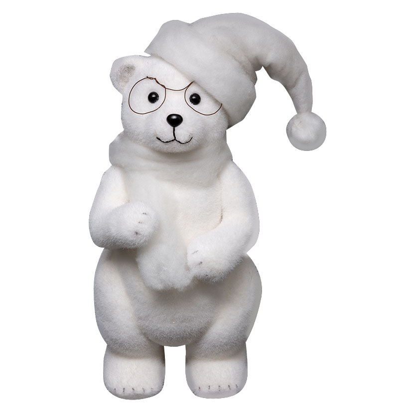 FIGURA OSO CON GAFAS Y GORRO 38 CM.