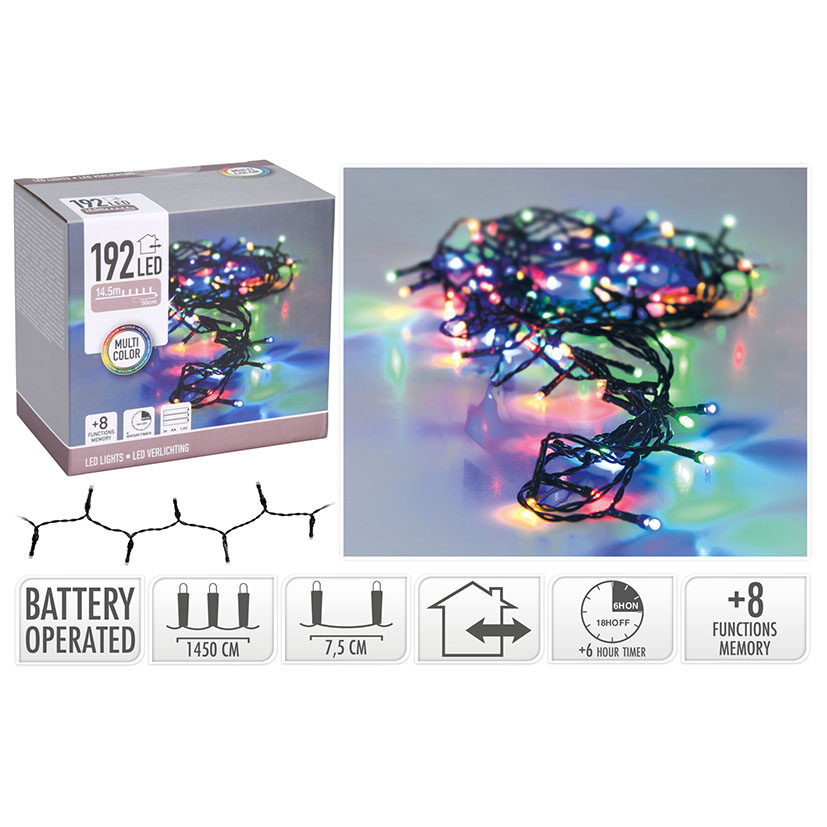 ILUMINACION 192 LED MULTICOLOR C/BATERIA