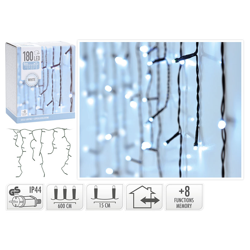 CORTINA ILUMINACION 180 LEDS BLANCA EXT.