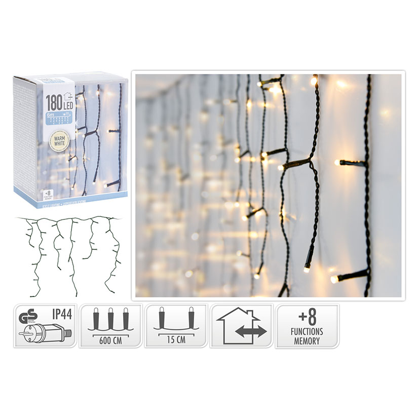 CORTINA ILUMINACION 180 LEDS CALIDA