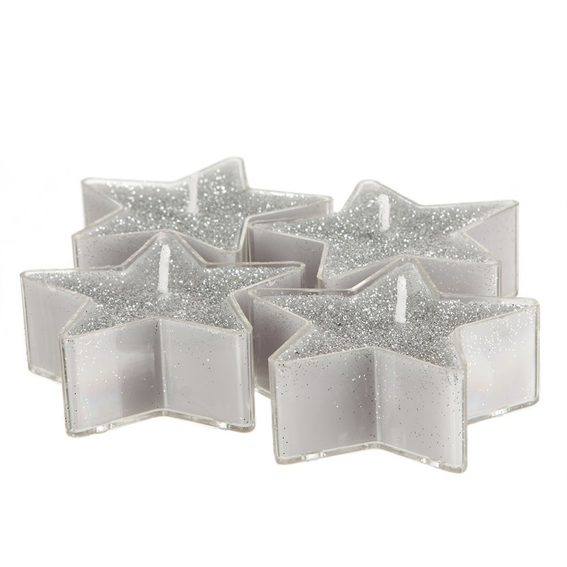 4 Velas decorativas estrella , plata