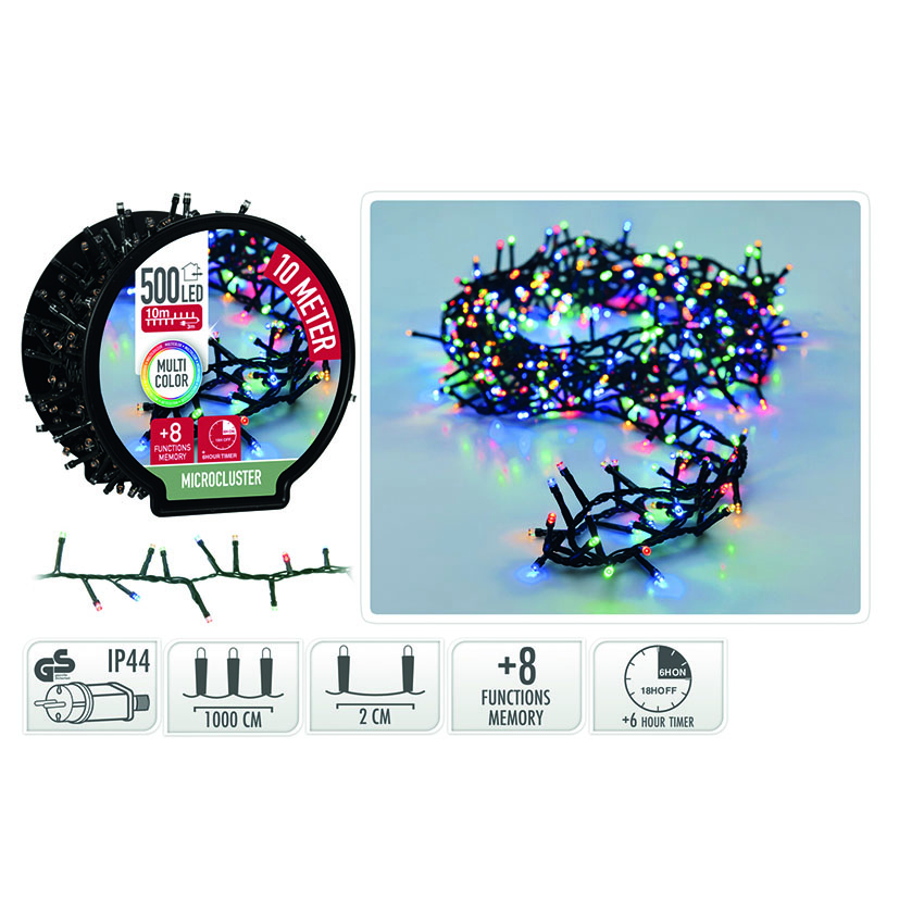MICROCLUSTER 500 LED MULTICOLOR 10M.
