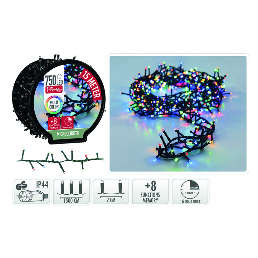 MICROCLUSTER 750 LED MULTICOLOR 15M.