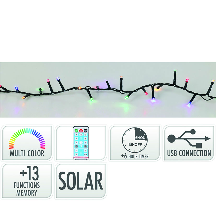 GUIRNALDA 240 LED SOLAR 10M. MULTICOLOR