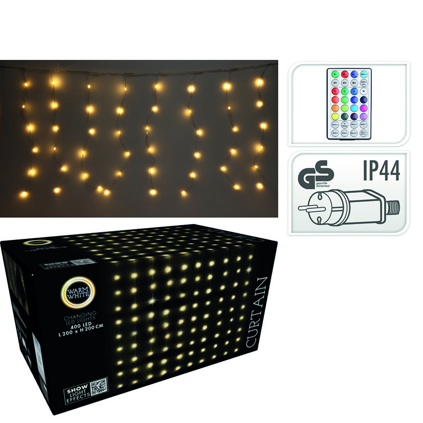 CORTINA 400 LED LUZ BLANCA CALIDA 2x2M.