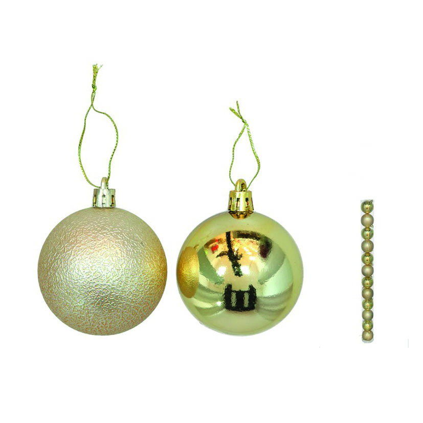 Tube de 12 boules de Noël dorées de 6 cm