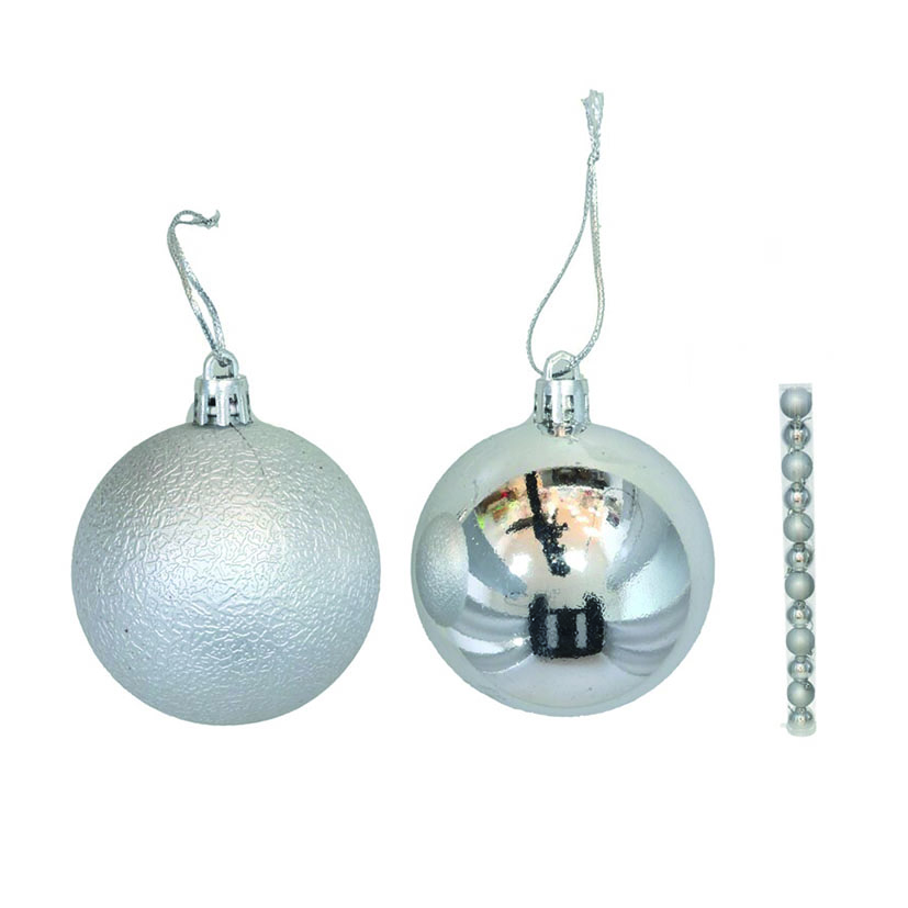 TUBO 12 BOLAS NAVIDAD PLAT.6CM.MOD.SURT.