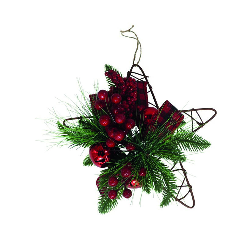 ESTRELLA COLGANTE BAYAS Y BOLAS 30 CM.