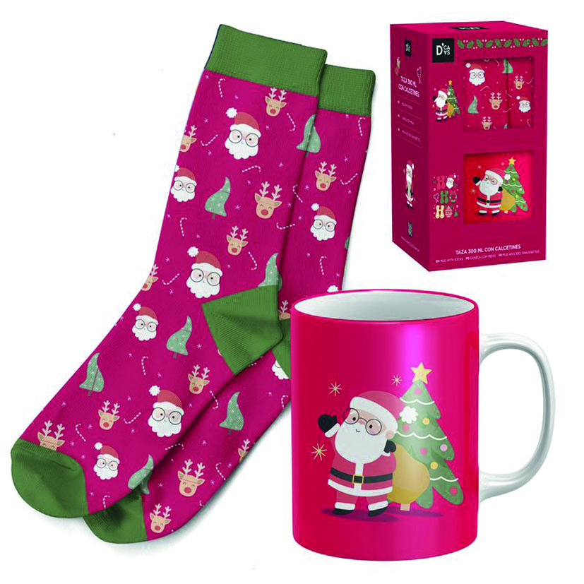 TAZA 300 ML C/CALCETIN T38-42 PAPA NOEL