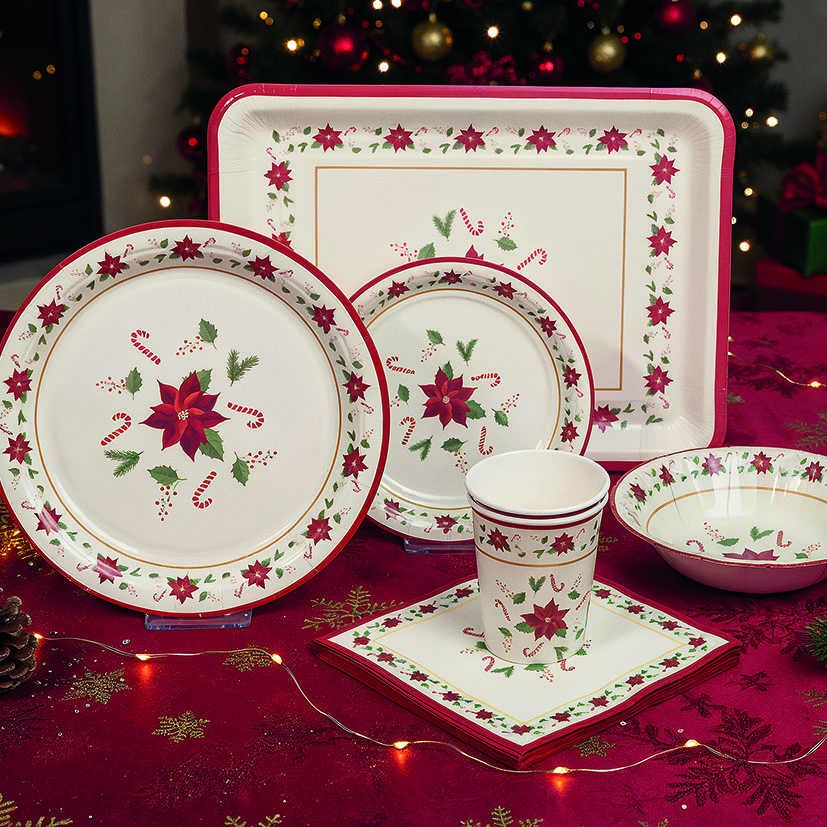Assiette en carton Ø 18 de Noël 8 unités