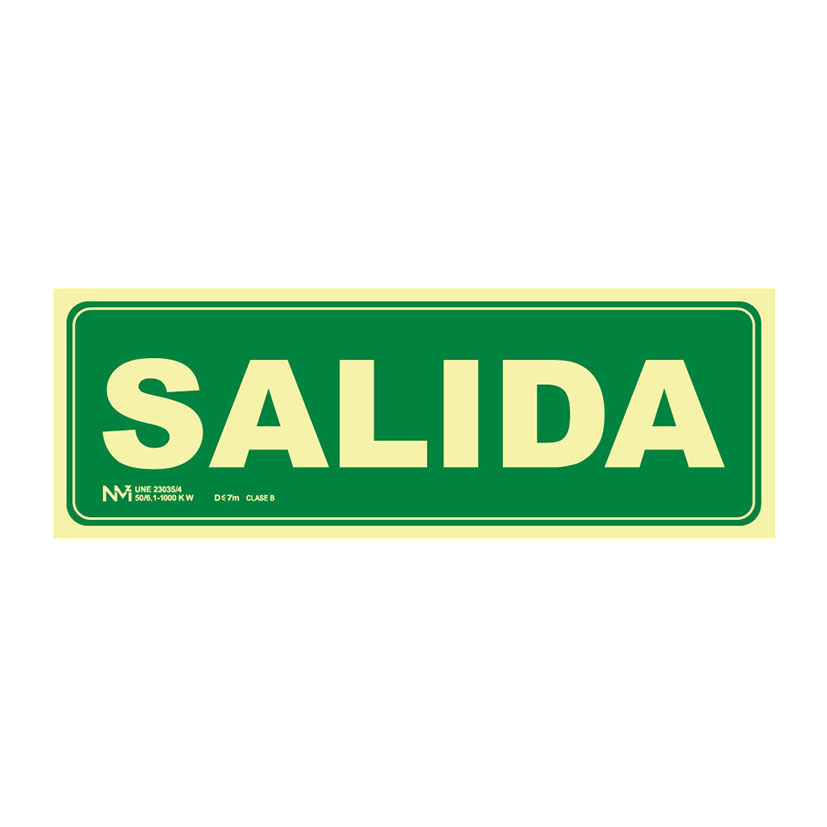 SEÑAL SALIDA PVC 0,7MM 105X300 MM