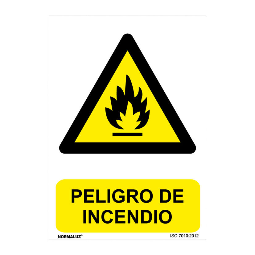 SEÑAL PELIGRO DE INCENDIO 210X300MM