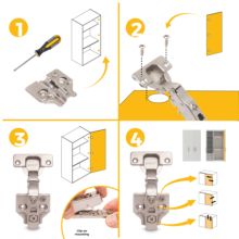 Emuca Lote de 20 bisagras rectas X91N con suplementos para atornillar, Altura 0, Acero, Niquelado - Ítem7