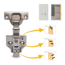 Emuca Lote de 20 bisagras rectas X91 con cierre suave y suplementos para atornillar, Altura 0, Acero, Titanio - Ítem1