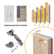 Emuca Lote de 20 bisagras rectas X91 con cierre suave y suplementos para atornillar, Altura 0, Acero, Titanio - Ítem3