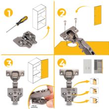 Emuca Lote de 20 bisagras rectas X91 con cierre suave y suplementos para atornillar, Altura 0, Acero, Titanio - Ítem4