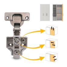 Emuca Lote de 20 bisagras codo X91 con cierre suave y suplementos para atornillar, Altura 0, Acero, Titanio - Ítem1