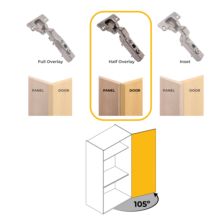Emuca Lote de 20 bisagras codo X91 con cierre suave y suplementos para atornillar, Altura 0, Acero, Titanio - Ítem2