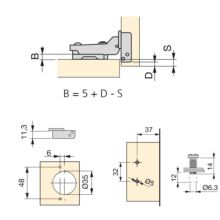Emuca Lote de 20 bisagras codo X91 con cierre suave y suplementos Euro, Altura 0, Niquelado, Titanio - Ítem5