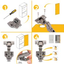 Emuca Lote de 20 bisagras codo X91 con cierre suave y suplementos Euro, Altura 0, Niquelado, Titanio - Ítem4