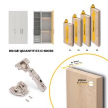 Emuca Lote de 20 bisagras rectas X91N con suplementos de montaje mixto, Diámetro 5x9.5mm, Altura 0, Acero, Niquelado - Ítem6