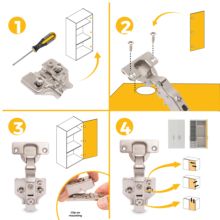 Emuca Lote de 20 bisagras rectas X91N con suplementos de montaje mixto, Diámetro 5x9.5mm, Altura 0, Acero, Niquelado - Ítem7
