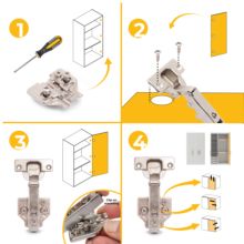 Emuca Lote de 20 bisagras rectas X92N y suplementos de montaje mixto, Diámetro 5x9.5mm, Altura 0, Acero, Niquelado - Ítem7