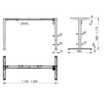 Emuca Table motorisée réglable en hauteur Table réglable en hauteur, Acier, Peint en blanc - Item3