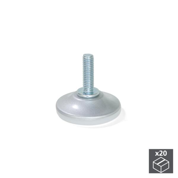Lote de 20 Niveladores M6 Emuca circular D. 43 para regulación exterior H 34 mm