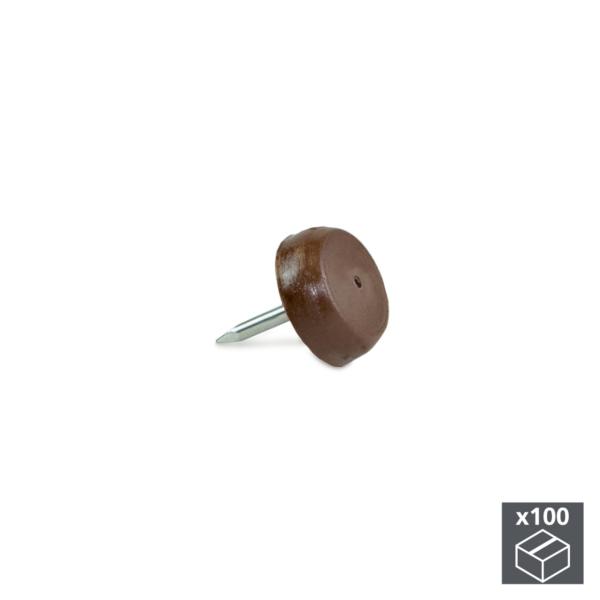 Emuca Deslizantes para muebles, con punta, D. 14,5 mm, Acero y plástico, Marrón, 100 ud.