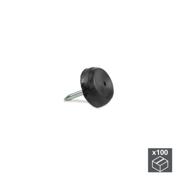 Lote de 100 deslizantes con punta para mueble Emuca con acabado negro