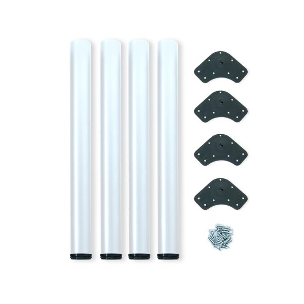 Emuca Patas para mesa, D. 60 mm, regulable 710-730 mm, Acero, Blanco, 4 ud.