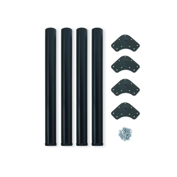 Emuca Patas para mesa, D. 60 mm, regulable 710-730 mm, Acero, Negro, 4 ud.